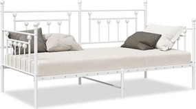 vidaXL Σκελετός κρεβατιού ημέρας Λευκό 90 x 200 cm Ατσάλι