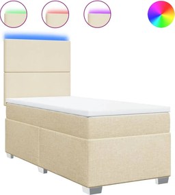 vidaXL Κρεβάτι Boxspring με Στρώμα Κρεμ 90x200 εκ.Υφασμάτινο