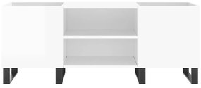 vidaXL Δισκοθήκη Γυαλιστερή Λευκή 121x38x48 εκ. από Επεξεργασμένο Ξύλο