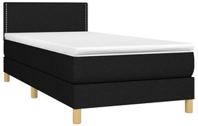 vidaXL Κρεβάτι Boxspring με Στρώμα &amp; LED Μαύρο 90x190 εκ. Υφασμάτινο