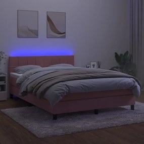 ΚΡΕΒΑΤΙ BOXSPRING ΜΕ ΣΤΡΩΜΑ &amp; LED ΡΟΖ 140X200 ΕΚ. ΒΕΛΟΥΔΙΝΟ 3134410