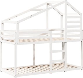 vidaXL Κουκέτα με Οροφή Λευκό 80x200 εκ. από Μασίφ Ξύλο Πεύκου