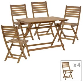 Fatel-Jaybo dining table set of 5 folding natural solid acacia wood 100x65x72cm 100x65x72 εκ.