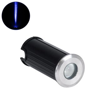 GloboStar® UNDERGROUND-GENA 90199 Χωνευτό Φωτιστικό Σποτ Δαπέδου LED 1W 80lm 5° DC 24V Αδιάβροχο IP68 Φ3 x Υ6cm Μπλε - Ανοξείδωτο Ατσάλι - 3 Years Warranty