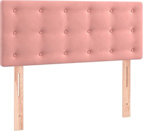 vidaXL Κρεβάτι Boxspring με Στρώμα Ροζ 90x190 εκ. Βελούδινο