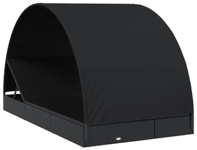 vidaXL Ξαπλώστρα 2 Ατόμων Στρογγ Οροφή Μαύρη 211x112x140εκ Συνθ. Ρατάν