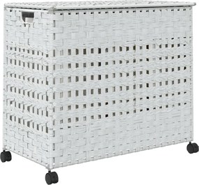 vidaXL Καλάθι Άπλυτων με Τροχούς Λευκό 66x35x60 εκ. από Ρατάν