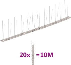 vidaXL Απωθητικές Ακίδες Περιστεριών 2 Σειρών Σετ των 20 10μ Αν.Ατσάλι