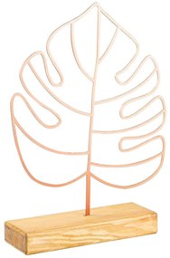 Διακοσμητικό Επιτραπέζιο Large Leaf 565TNL1132 30x4x41cm Copper Aberto Design Μέταλλο,Ξύλο