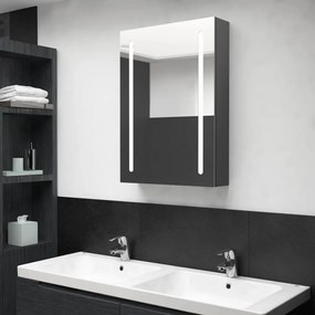 Καθρέφτης Μπάνιου με Ντουλάπι &amp; Φωτισμό LED Γκρι 50x13x70 εκ. - Γκρι