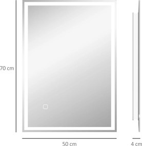 Καθρέφτης μπάνιου με LED. Διακόπτης αφής, Λευκό