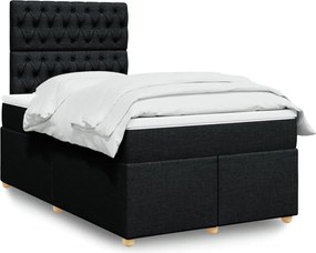 vidaXL Κρεβάτι Boxspring με Στρώμα Μαύρο 120x200 εκ. Υφασμάτινο