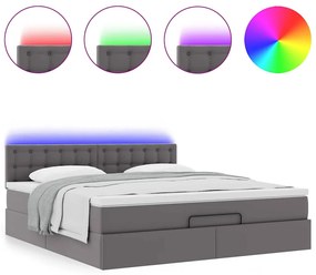 Οθωμανικό κρεβάτι με στρώματα &amp; LEDs Γκρι Faux Leather 3312170