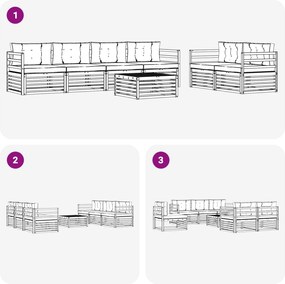 vidaXL Σειρά Καναπέ Εξωτερικού 7 pcs Άσπρο και Ανθρακί Πολυεστέρας