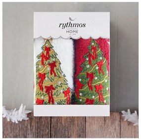 ΣΕΤ ΠΕΤΣΕΤΕΣ ΧΕΡΙΩΝ 2 ΤΜΧ ΚΟΥΤΙ RYTHMOS CHRISTMAS TERRY GIFT SET (2) ΕΛΑΤΟ 2(30X50) ΚΟΚΚΙΝΟ-ΛΕΥΚΟ