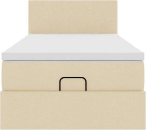 vidaXL Οθωμανικό κρεβάτι με στρώμα Cream 80x200cm ύφασμα