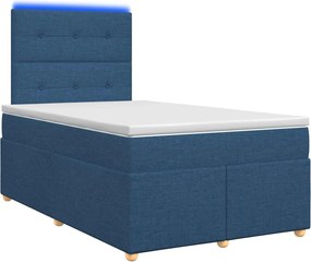 vidaXL Κρεβάτι box spring με στρώμα Μπλε 120 x 200 cm Ύφασμα