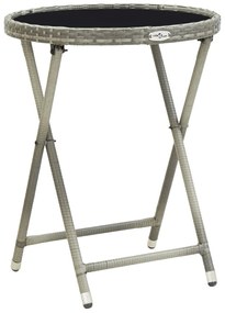 vidaXL Τραπέζι Βοηθητικό Γκρι 60 εκ. Συνθετικό Ρατάν / Ψημένο Γυαλί