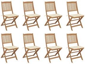 Καρέκλες Εξ. Χώρου Πτυσσόμενες 8 τεμ. Ξύλο Ακακίας & Μαξιλάρια