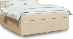 vidaXL Κρεβάτι Boxspring με Στρώμα Κρεμ 180x200 εκ. Υφασμάτινο