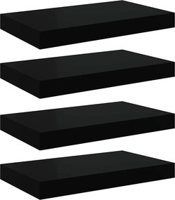 vidaXL Ράφια Τοίχου 4 τεμ. Μαύρα 40x23,5x3,8 εκ. MDF