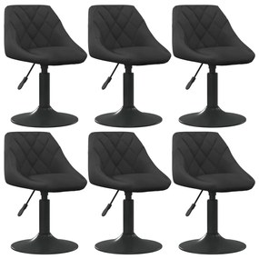 Καρέκλες Τραπεζαρίας Περιστρεφόμενες 6 τεμ. Μαύρες Βελούδινες - Μαύρο