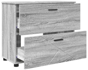 vidaXL Σετ Επίπλων Μπάνιου με συρτάρι με ράφι 3 pcs Γκρίζο Σονομα