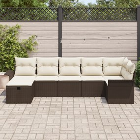 vidaXL Set Σαλονιού  7 Τεμαχίων με Μαξιλάρια Καφέ Πολυρατάν