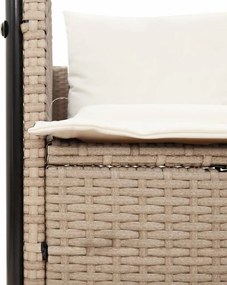 vidaXL Ξαπλώστρα Διπλή Μπεζ από Συνθετικό Ρατάν με Οροφή / Κουρτίνες