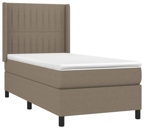 vidaXL Κρεβάτι Boxspring με Στρώμα &amp; LED Taupe 80x200 εκ. Υφασμάτινο