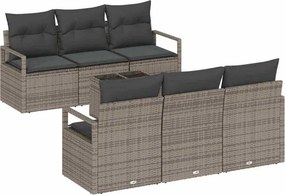 vidaXL Σετ Καναπέ με μαξιλάρι 7 pcs Γκρι συνθετικό ρατάν