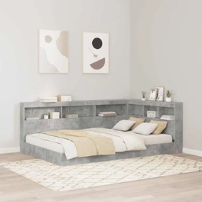vidaXL Κεφαλάρι Αποθήκης Γκρι σκυροδέματος 120 cm Επεξεργασμένο ξύλο