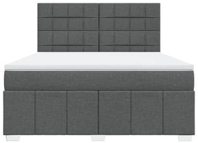 Κρεβάτι Boxspring με Στρώμα Σκούρο Γκρι 180x200 εκ Υφασμάτιν - Γκρι