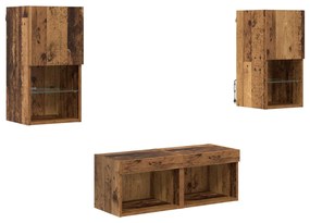 vidaXL Βάσεις τηλεόρασης Επιτοίχιο 4 pcs Παλιό Ξύλο Επεξεργασμένο ξύλο