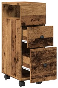 vidaXL Ντουλάπι Μπάνιου Στενό με Ροδάκια Όψη Παλαιού Ξύλου Επεξ. Ξύλο