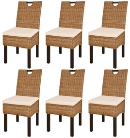 Καρέκλες Τραπεζαρίας 6 τεμ. από Ρατάν Kubu και Ξύλο Μάνγκο - Καφέ