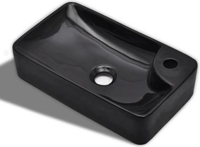 Νιπτήρας Μπάνιου με Οπή Βρύσης Μαύρος Κεραμικός