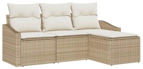 vidaXL Σετ Καναπέ Κήπου 4 pcs Μπεζ Πολυ ράταν