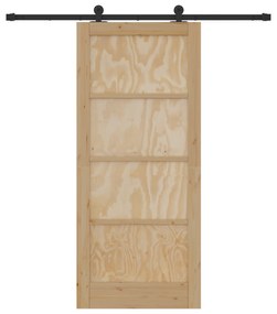 vidaXL Συρόμενη Πόρτα με Σετ Εξαρτημάτων 86x198.5 εκ. Μασίφ Ξύλο Πεύκου