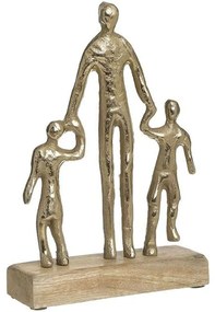 Διακοσμητικό Αγαλματίδιο Πατέρας Με Παιδιά 3-70-985-0031 17x5x25cm Gold-Natural Inart Μέταλλο,Ξύλο
