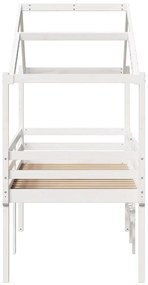 vidaXL Κρεβάτι Υπερυψωμένο με Οροφή Λευκό 90x190 εκ. Μασίφ Ξύλο Πεύκου