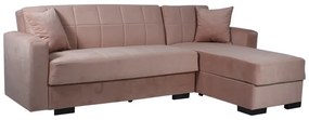 Artekko Igloiltag Καναπές Κρεβάτι Γωνιακός Σομόν Βελούδο (236x150x78)cm