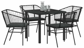 vidaXL Σέτ φαγητού για κήπο 5 pcs Μαύρο συνθετικό ρατάν