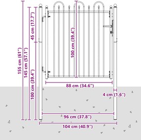 vidaXL Πύλη Φράχτη DRONTEN 100 x 100 cm Μέταλλο Μαύρο Κλειδώσιμο