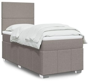 Κρεβάτι Boxspring με Στρώμα Taupe 90x190 εκ.Υφασμάτινο - Μπεζ-Γκρι