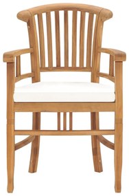 Καρέκλες Κήπου 2 τεμ. από Μασίφ Ξύλο Teak Λευκά Κρεμ Μαξιλάρια - Λευκό