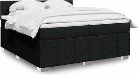 vidaXL Κρεβάτι Boxspring με Στρώμα Μαύρο 200x200 εκ. Υφασμάτινο