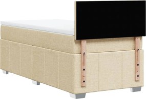vidaXL Κρεβάτι Boxspring με Στρώμα Κρεμ 90x200 εκ.Υφασμάτινο