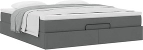 vidaXL Οθωμανικό κρεβάτι με στρώμα σκούρο γκρι 160x200cm ύφασμα