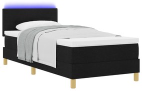 vidaXL Κρεβάτι με Σηκωμένο Στρώμα και Φωτισμό LED Μαύρο 90x190 εκ. Ύφασμα